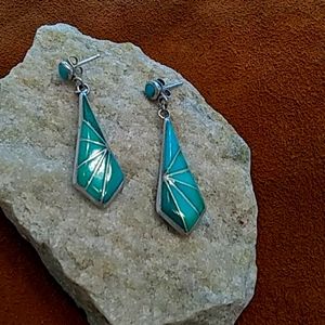 Vintage turquoise inlay earrings